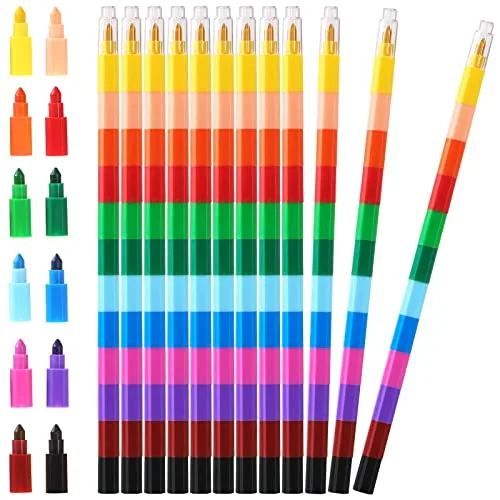 60 Piece Colorful Stacking Crayons Stackable Buildable Crayons, Multicolour