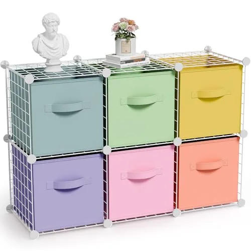 Folding 6 Cube Storage Organizer, White