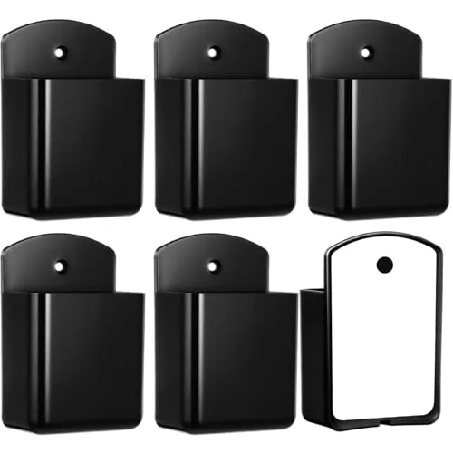 6 Piece Self-Adhesive Remote Control Holder Wall Mount Self Adhesive TV, Black