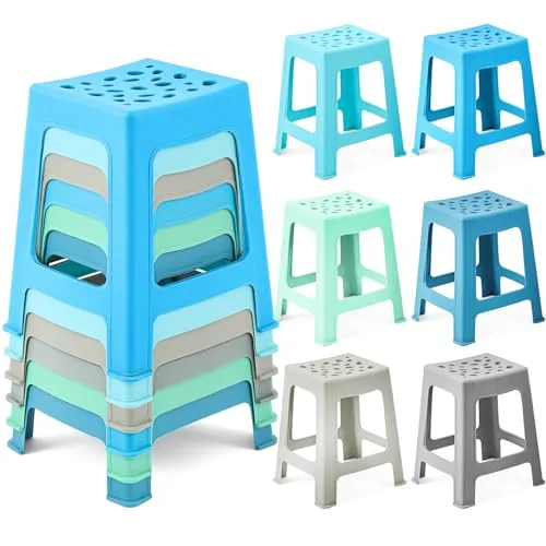 6 Piece Plastic Stool, Blue