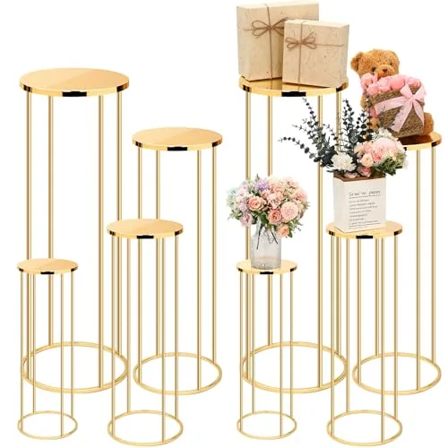 Cylinder Pedestal Stands, Gold